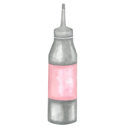 Plastic bottle for paint oxide. The watercolor illustration on a white background is made by handの写真素材