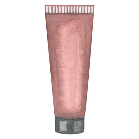 Plastic tube for cream. The watercolor illustration is made by handの写真素材
