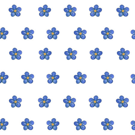 Watercolor illustration of the blue flower is made by hand. Seamless pattern for the design of prints, postcards, invitationsの写真素材