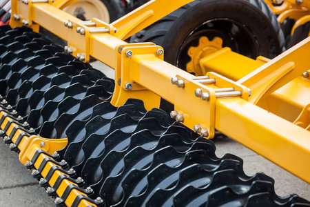 Close-up of the details of a modern tractor plow.の写真素材