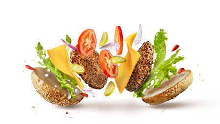 Burger preparation ingredientsの写真素材