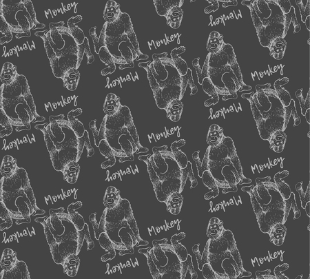 monkey sketch engravingのイラスト素材