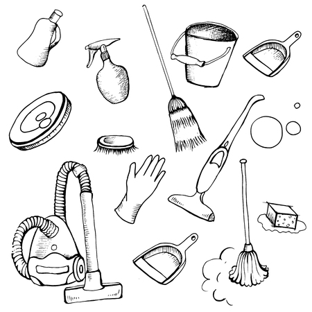 Set of object for cleaning services, maintenance.のイラスト素材