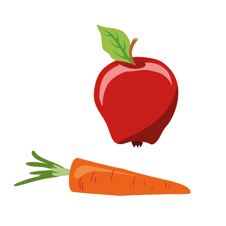 Series of icons for the Easter theme. Dietary food. Food for Lent time. Apple and carrot. Isolated vector illustrationのイラスト素材