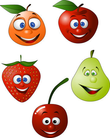 Funy Fruit character illustrationのイラスト素材