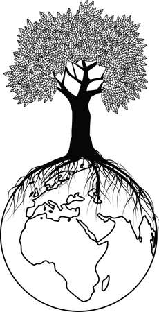 Tree silhouette on the globeのイラスト素材