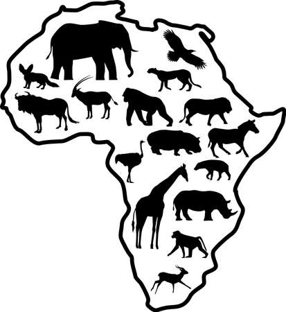Africa Safari Animal Silhouetteのイラスト素材
