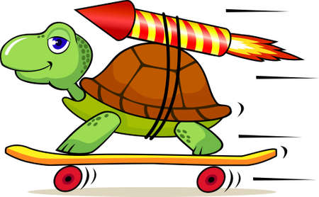 Turtle with rocket to increase speedのイラスト素材