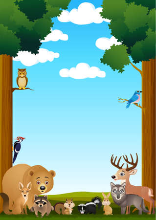 wild animal cartoonのイラスト素材