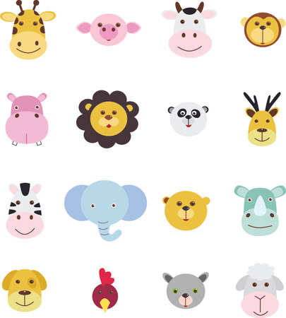 Animal head doodle collectionのイラスト素材