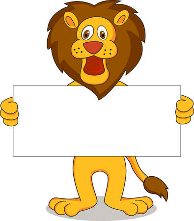 Lion and white banner のイラスト素材
