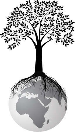 tree silhouette on earthのイラスト素材