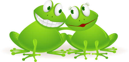 Frog couple cartoonのイラスト素材