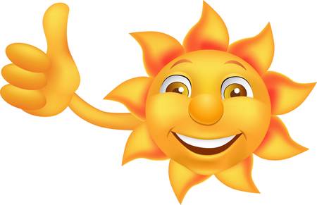 Sun cartoon with thumb upのイラスト素材