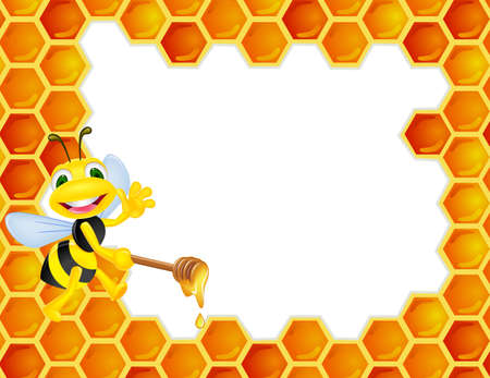 Bee with honey combのイラスト素材