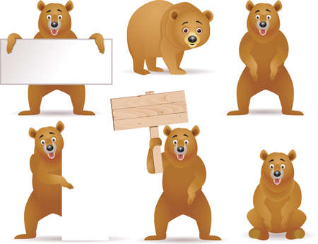 Funny bear and blank signのイラスト素材