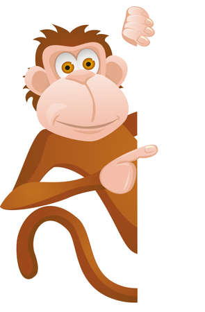 Funny monkey with blank signのイラスト素材
