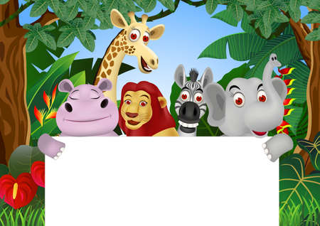 Animal Cartoon With Blang Signのイラスト素材