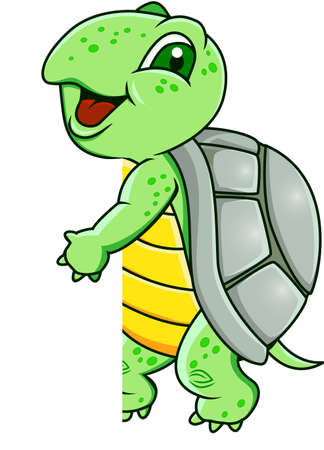Turtle with blank signのイラスト素材