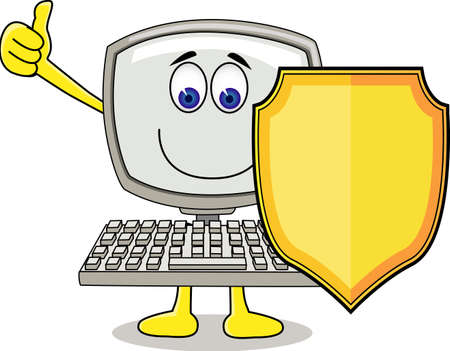 Computer with shieldのイラスト素材
