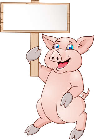 Pig with blank signのイラスト素材
