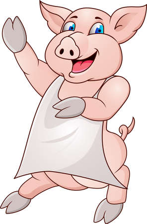 Pig wearing apronのイラスト素材