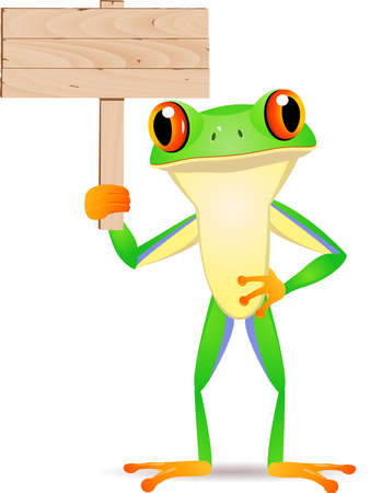 Frog with blank signboardのイラスト素材