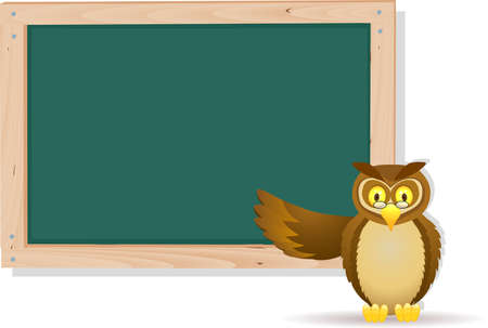 Owl cartoon and boardのイラスト素材