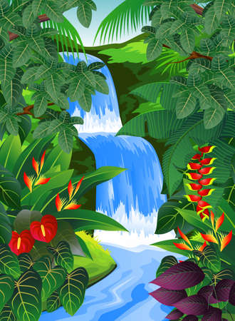 Beautiful tropical forest のイラスト素材