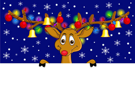Deer and blank signの写真素材