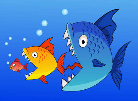 Cartoon Big fish eating up the smaller の写真素材