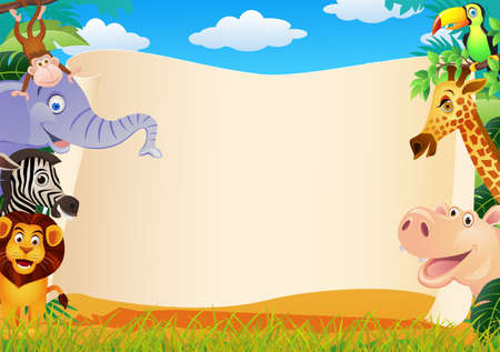 Animal with blank signのイラスト素材