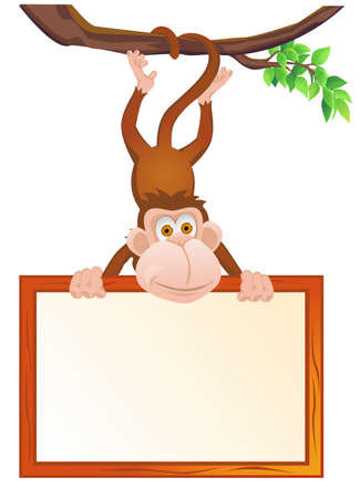 Monkey and blank signのイラスト素材
