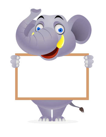 Elephant and blank signのイラスト素材