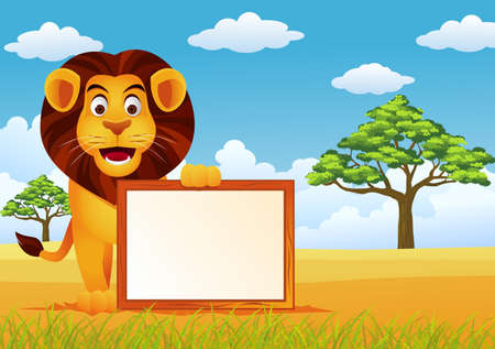 Funny Lion cartoonのイラスト素材