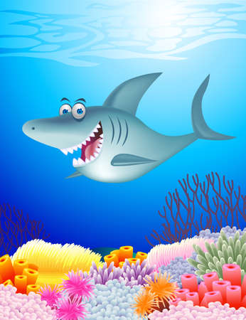 Shark cartoon のイラスト素材