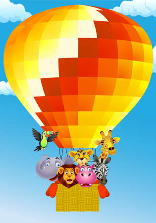 Animal cartoon on balloonのイラスト素材