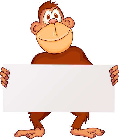 Ape with blank signのイラスト素材