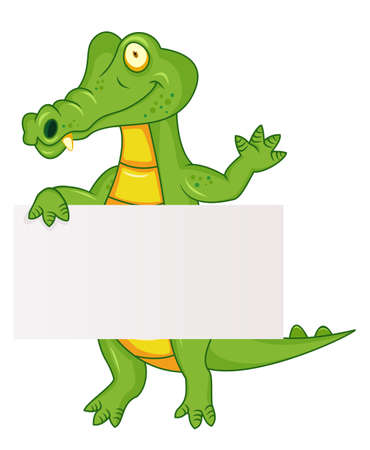 Crocodile with blank sign のイラスト素材