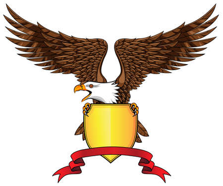 Eagle with shield and emblem のイラスト素材