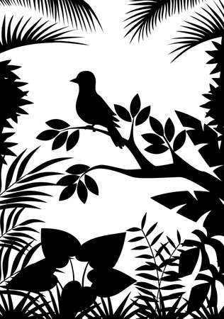 Tropical forest silhouette backgroundのイラスト素材