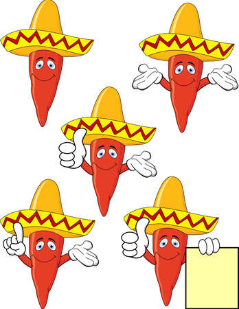Chili with sombreroのイラスト素材