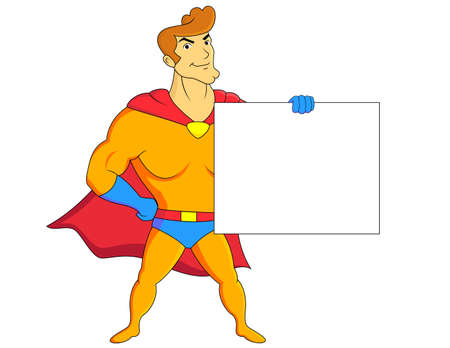 Superhero with blank signのイラスト素材