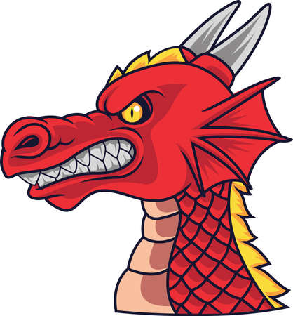 Angry dragon head mascotのイラスト素材
