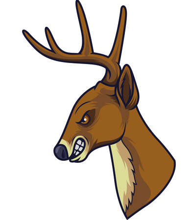 Angry deer head mascotのイラスト素材