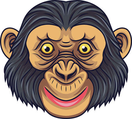 Cartoon Chimpanzee Head Mascotのイラスト素材