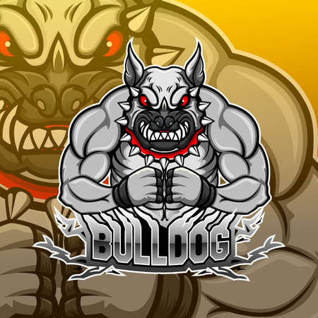 Bulldog esport mascot logo designのイラスト素材