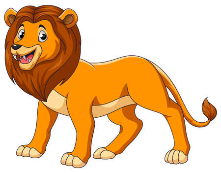 Cute lion cartoon on whiteのイラスト素材