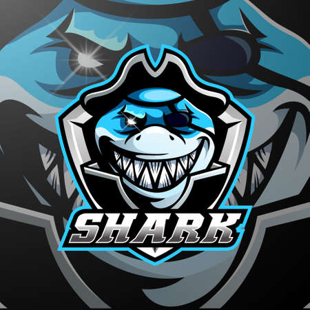 Pirates shark mascot logo designのイラスト素材