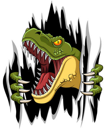 Cartoon t-rex mascot rippingのイラスト素材